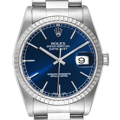 Photo of Rolex Datejust Blue Dial Oyster Bracelet Steel Mens Watch 16220