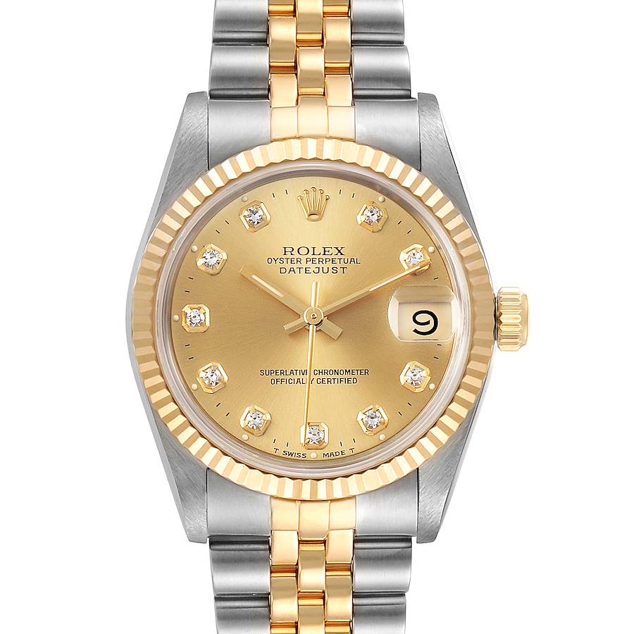 Rolex Datejust Midsize 31 Steel Yellow Gold Diamond Ladies Watch 68273 Box SwissWatchExpo