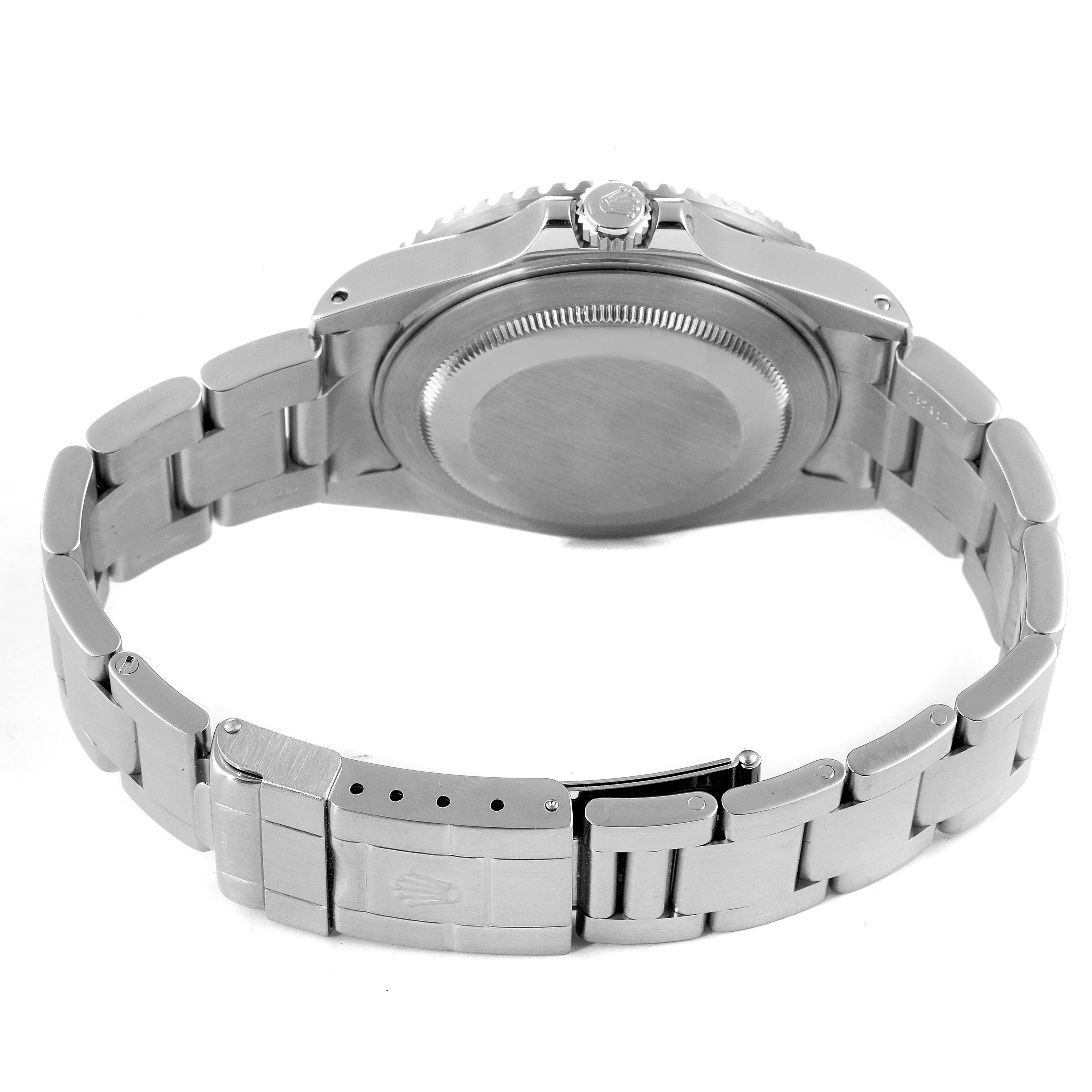 This image shows the back case and bracelet of a Rolex GMT-Master 16710 Men
s Stainless Steel Black Dial 16710 Men
s Stainless Steel Black Dial watch.