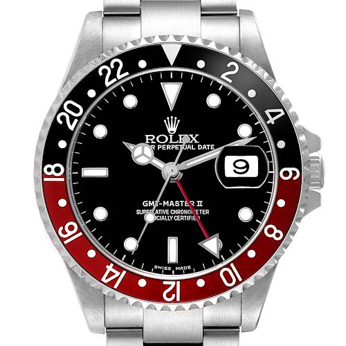 Photo of Rolex GMT Master II Steel Black Red Coke Bezel Mens Watch 16710