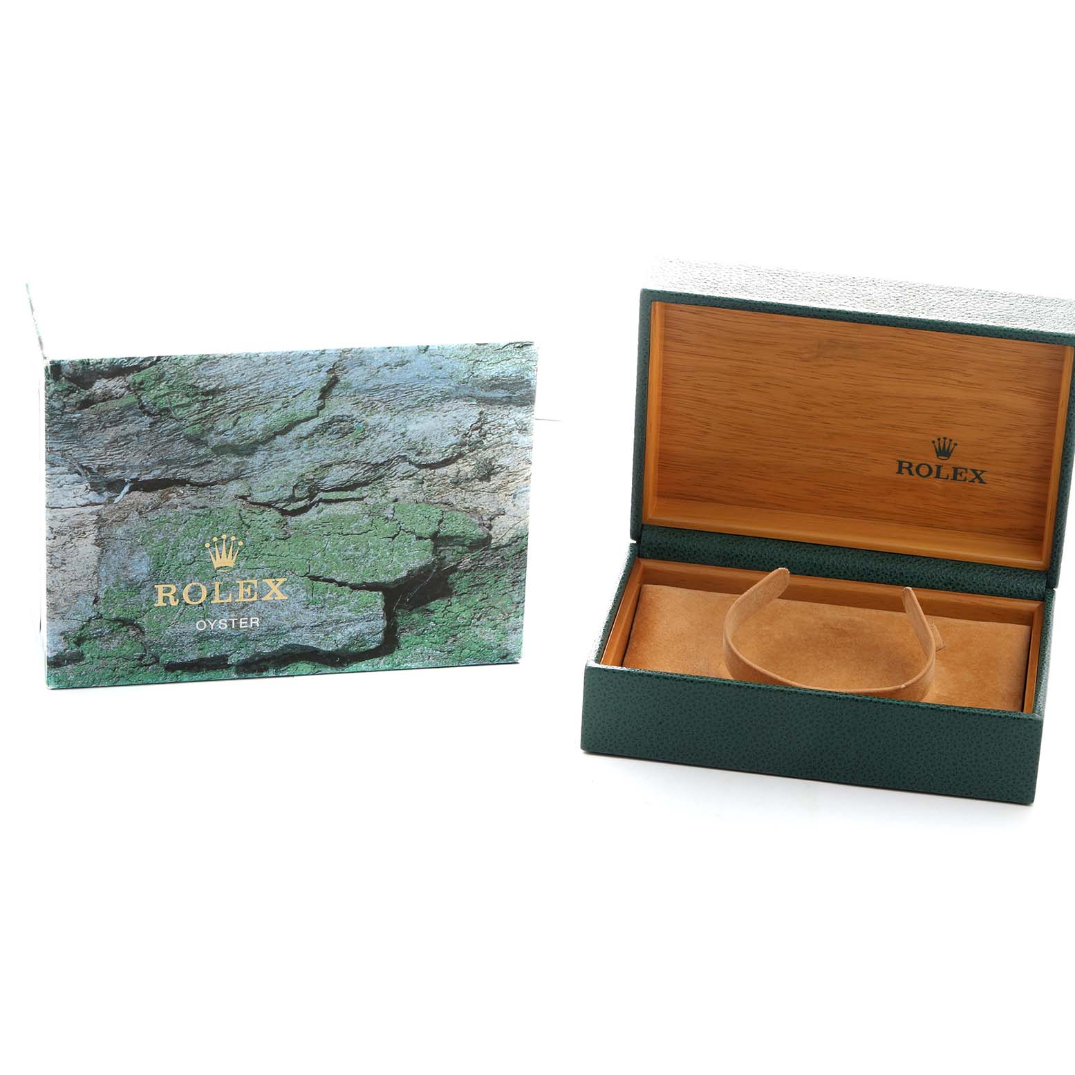 The image shows an open Rolex GMT-Master 16700 Men's Stainless Steel Black Dial box and sleeve, displaying the interior but no watch.