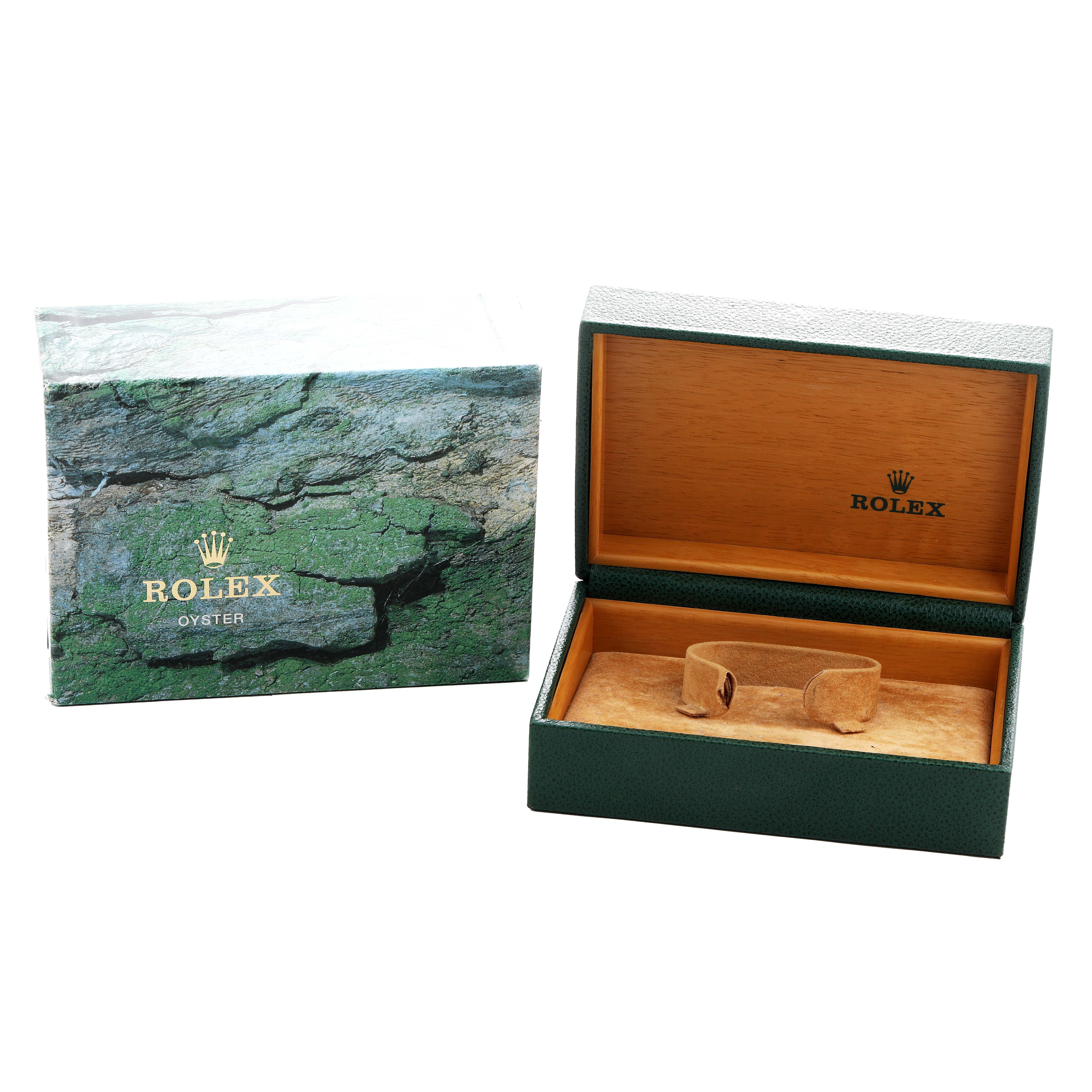 The image shows a Rolex GMT-Master 16700 Men's Stainless Steel Black Dial watch box and its outer box, both empty.