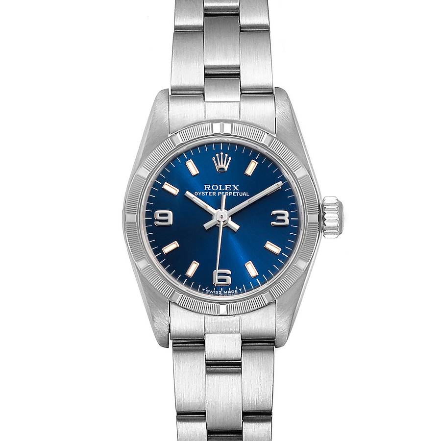 Rolex Oyster Perpetual Blue Dial Oyster Bracelet Ladies Watch 67230 SwissWatchExpo