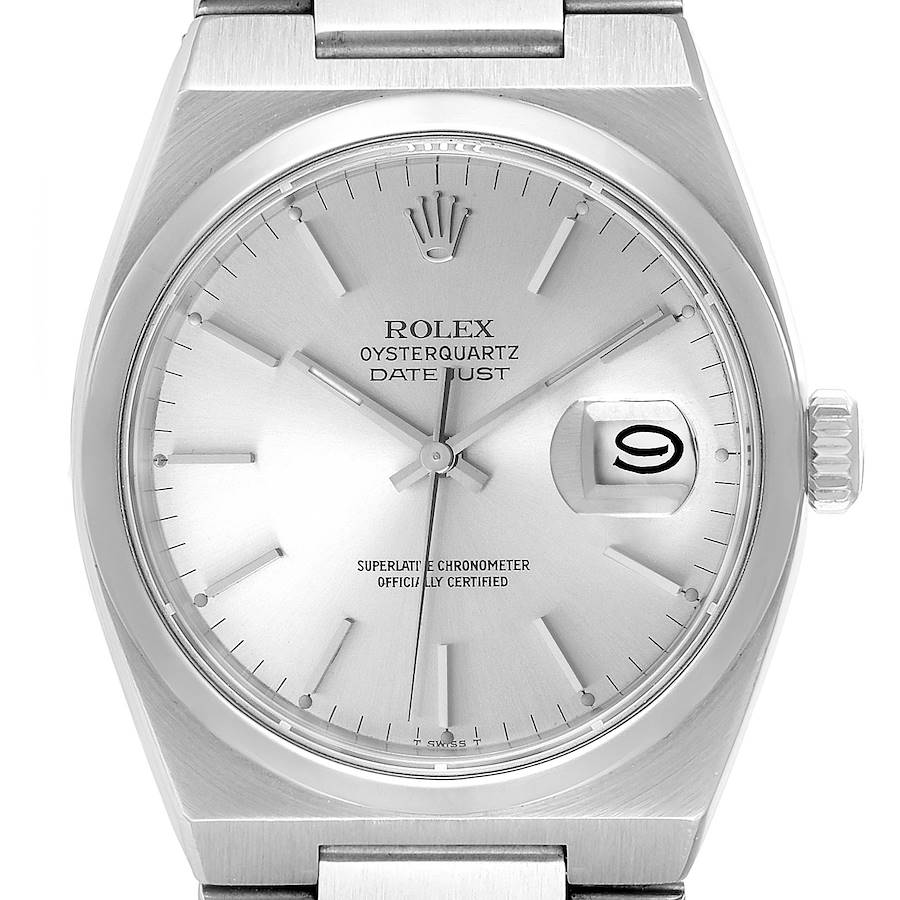 Rolex Oysterquartz Datejust Silver Dial Steel Mens Watch 17000 Box Papers SwissWatchExpo