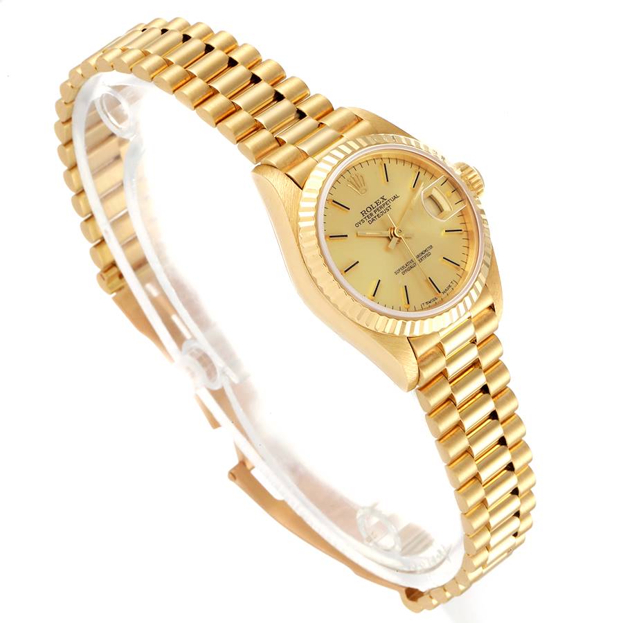 Rolex President Datejust Yellow Gold Champagne Dial Ladies Watch