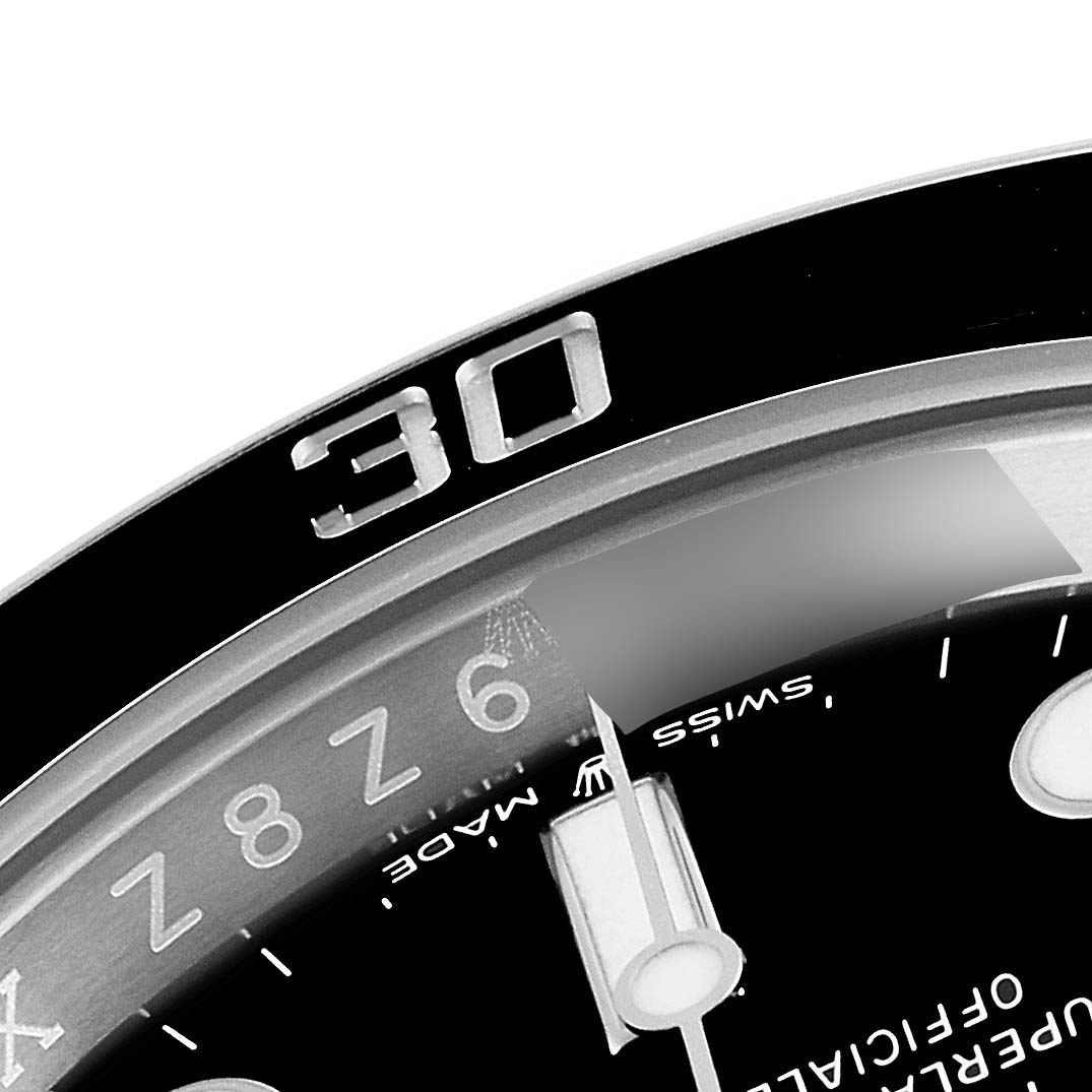 The image shows a close-up of the dial and bezel, including the 
30
 mark of the Rolex Submariner 126610LN Men
s Stainless Steel Black Dial 126610LN Men
s Stainless Steel Black Dial watch.
