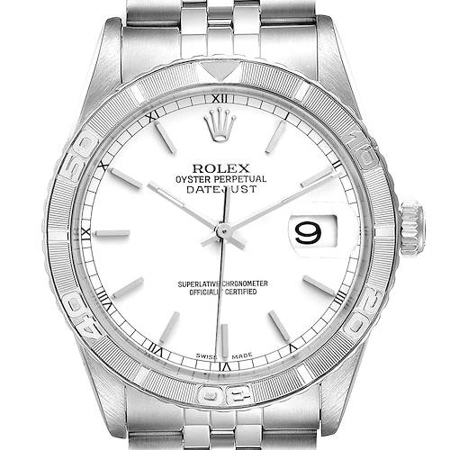 Photo of Rolex Turnograph Datejust Steel White Gold White Dial Mens Watch 16264