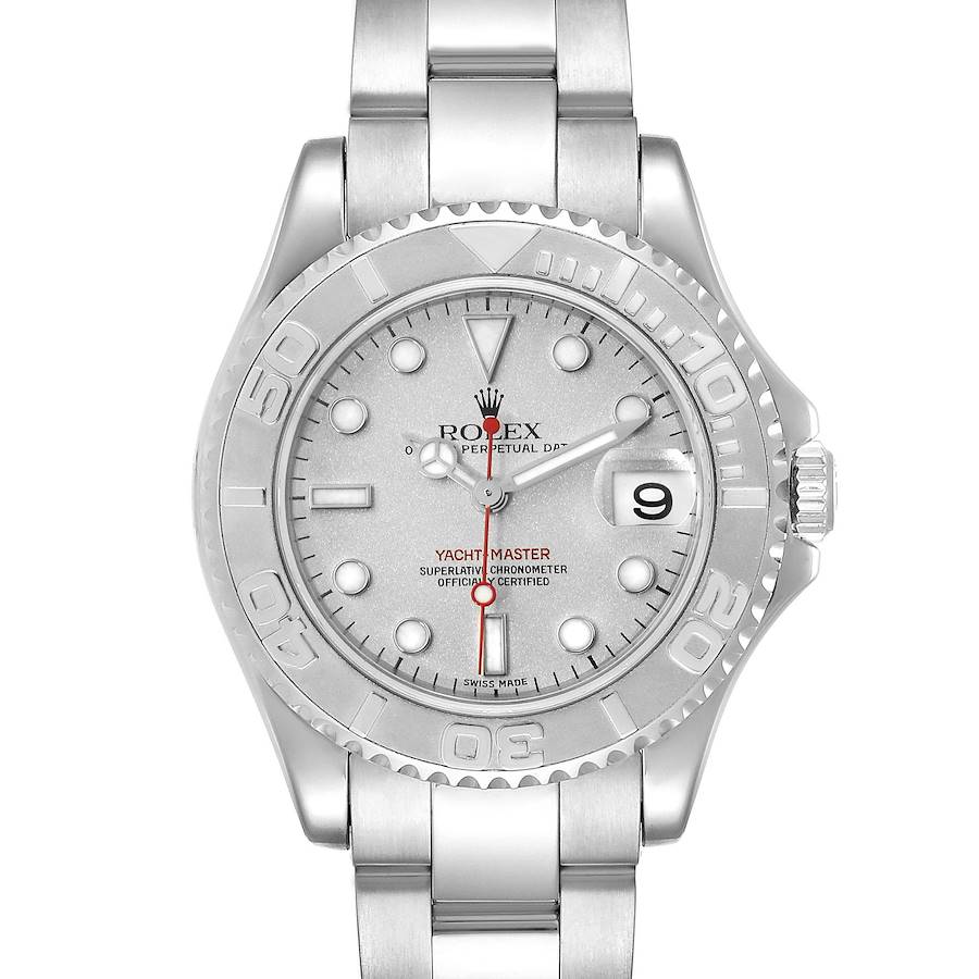 Rolex Yachtmaster 35mm Midsize Steel Platinum Mens Watch 168622 Box Papers SwissWatchExpo