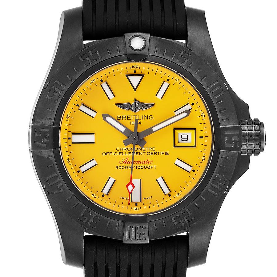 Breitling Avenger II Seawolf Cobra Yellow LE Blacksteel Watch M17331 Box Papers SwissWatchExpo