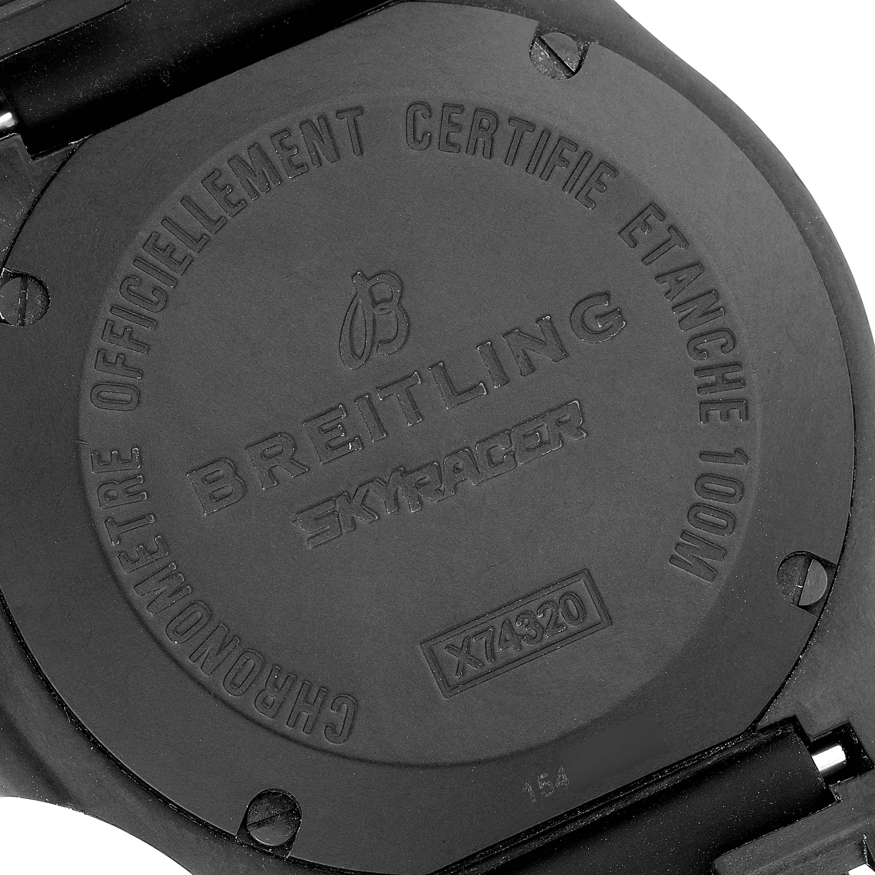 This image shows the case back of a Breitling Colt X74320E4/BF87 Men's Ceramic Black Dial X74320E4/BF87 Men's Ceramic Black Dial model watch, displaying details and engravings.