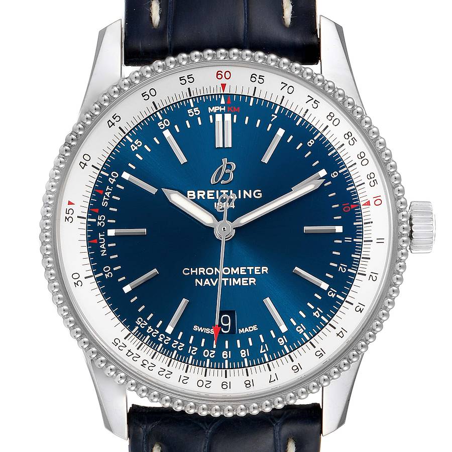 Breitling Navitimer 1 Blue Dial 41mm Steel Mens Watch A17326 Box Papers SwissWatchExpo