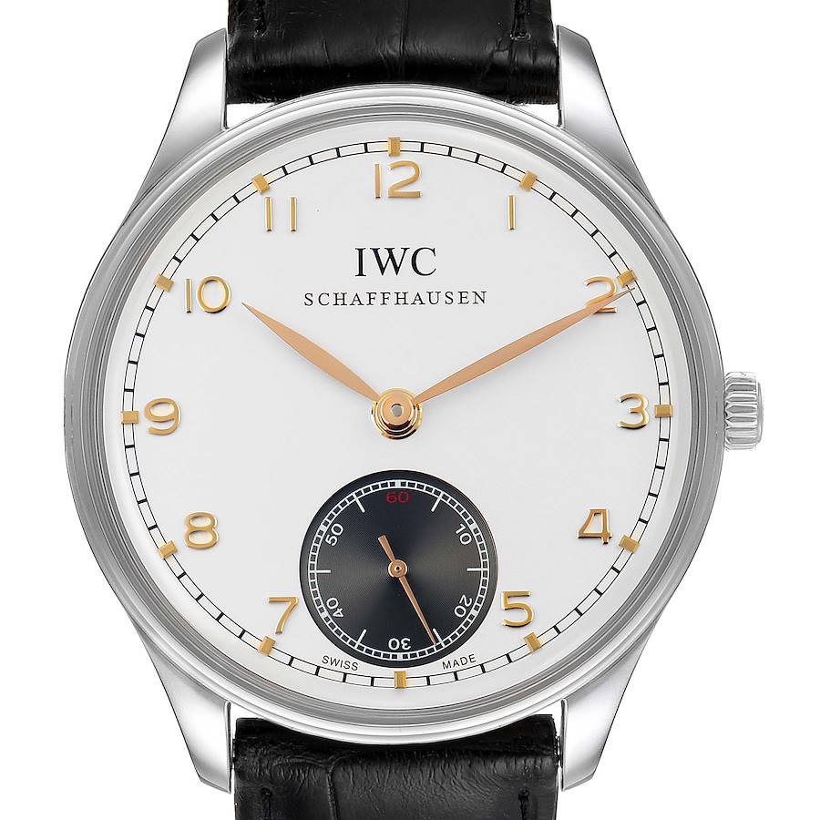 IWC Portuguese Silver Dial Manual Wind Steel Mens Watch IW545405 Card SwissWatchExpo