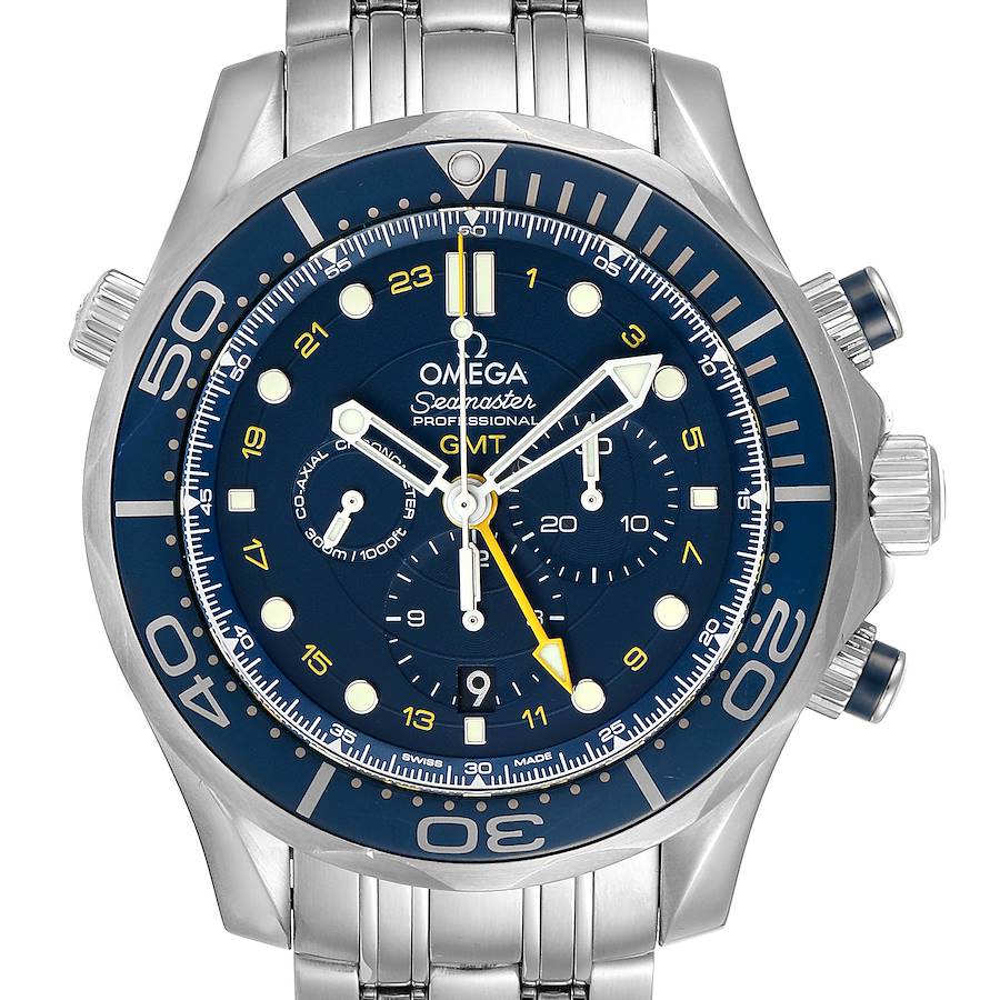 Omega Seamaster 300 GMT Chronograph Watch 212.30.44.52.03.001 Box Card SwissWatchExpo