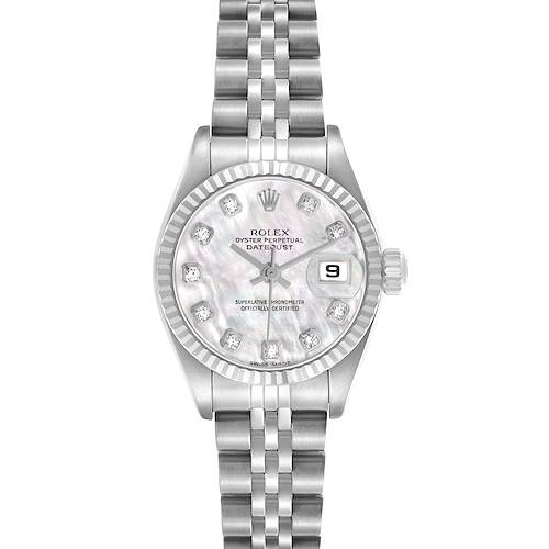 Photo of Rolex Datejust Steel White Gold MOP Diamond Dial Ladies Watch 79174 Papers