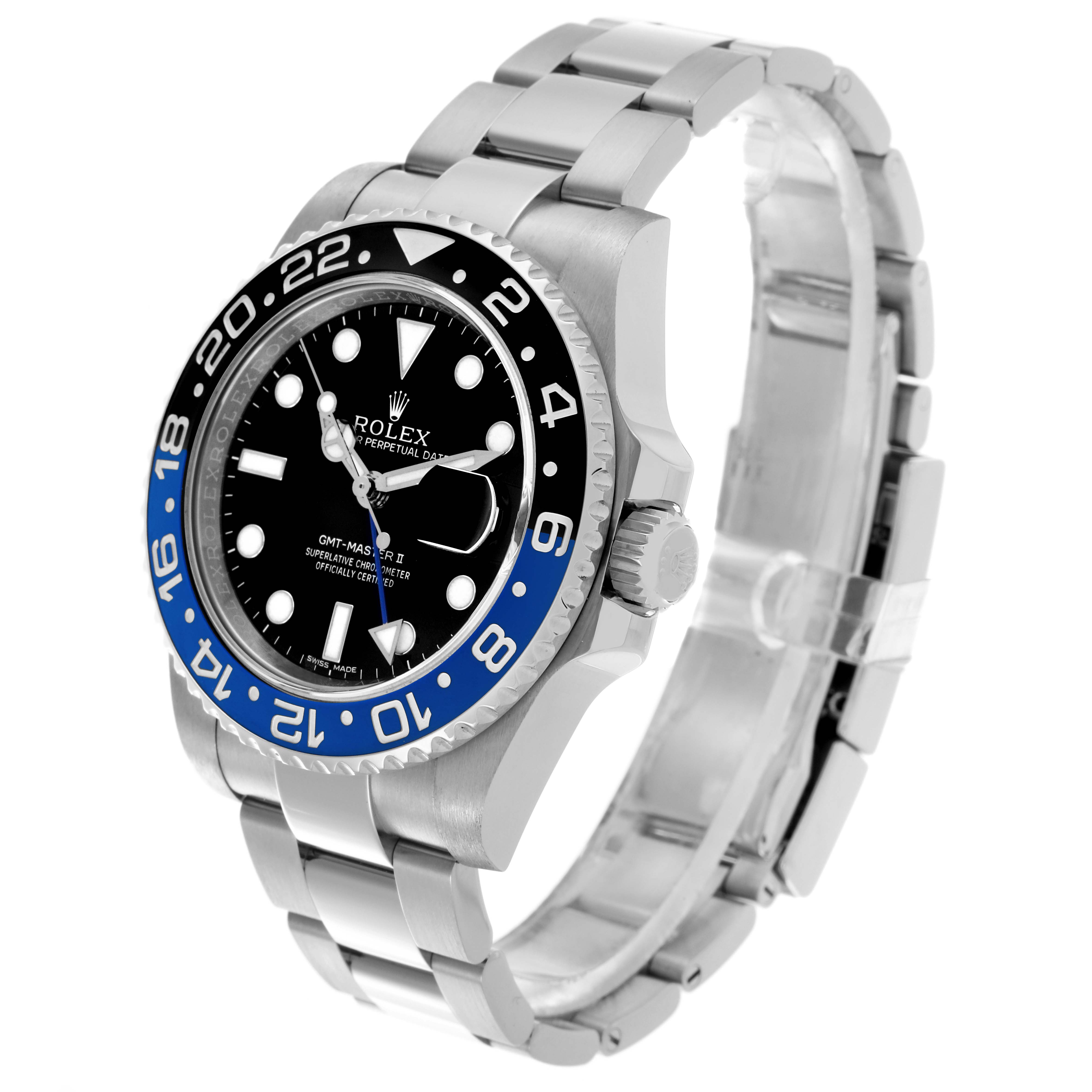The image shows a Rolex GMT-Master 116710BLNR Men
s Stainless Steel Black Dial 116710BLNR Men
s Stainless Steel Black Dial watch at a three-quarter angle, highlighting the face, bezel, and bracelet.