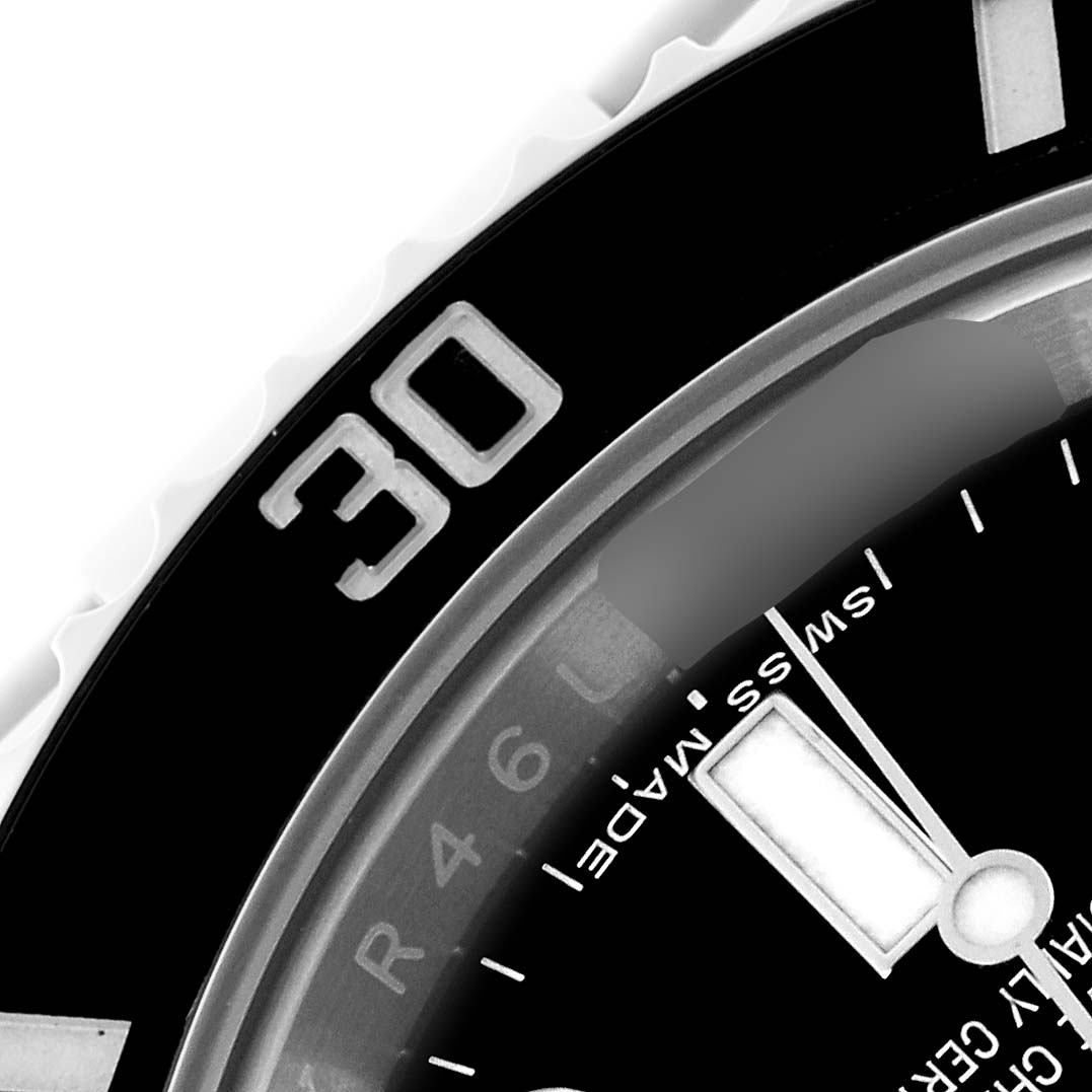 The image shows a close-up of the bezel and dial edge of a Rolex Submariner 114060LN Men's Stainless Steel Black Dial 114060LN Men's Stainless Steel Black Dial watch, focusing on the "30" marker.