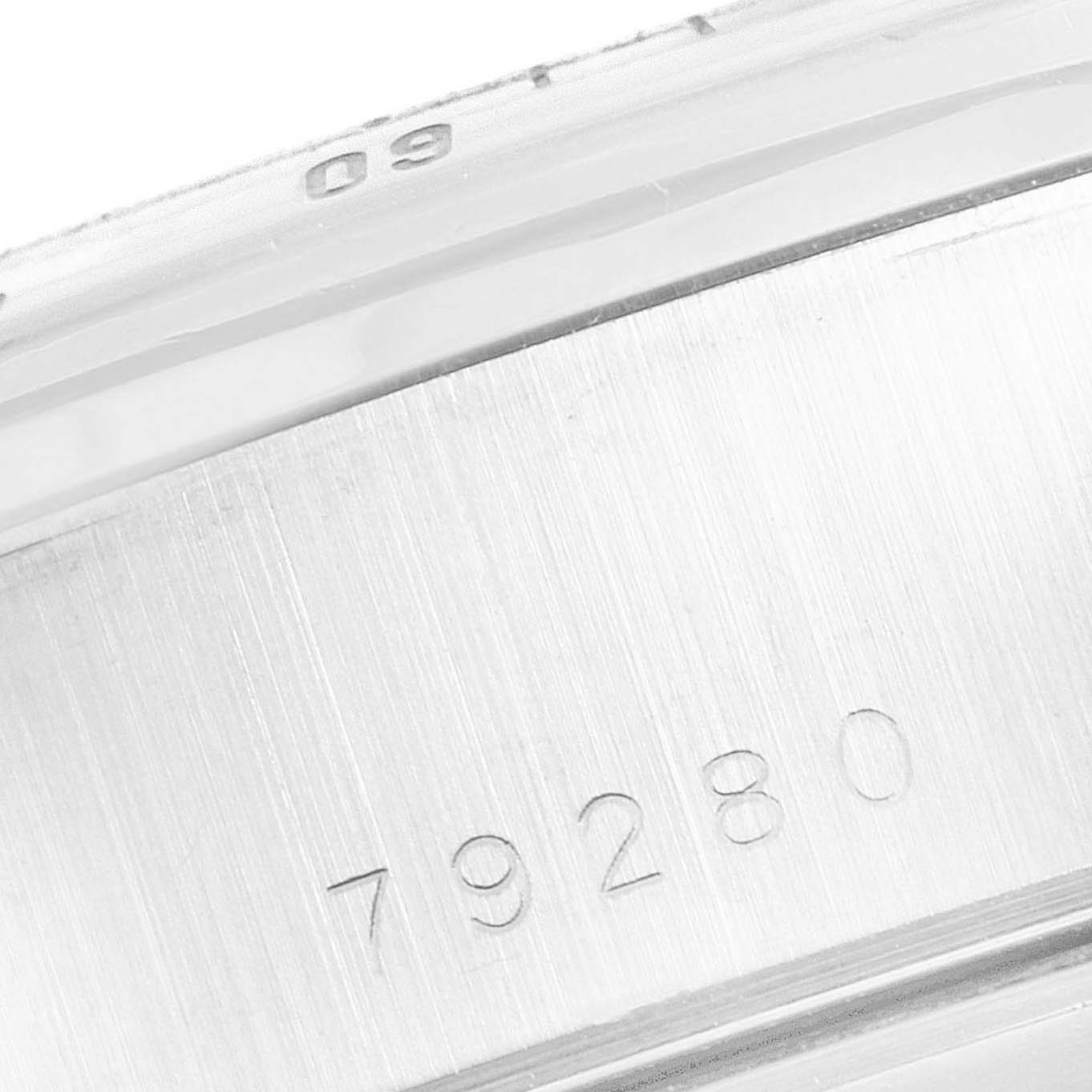 This close-up image shows the side of the case of a Tudor Prince model watch, focusing on the engraved model number 79280.