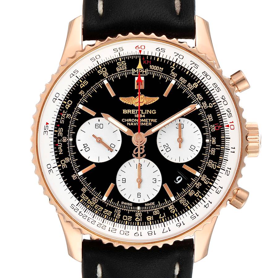 Breitling Navitimer 01 Rose Gold Black Dial Mens Watch RB0120 Box Papers SwissWatchExpo