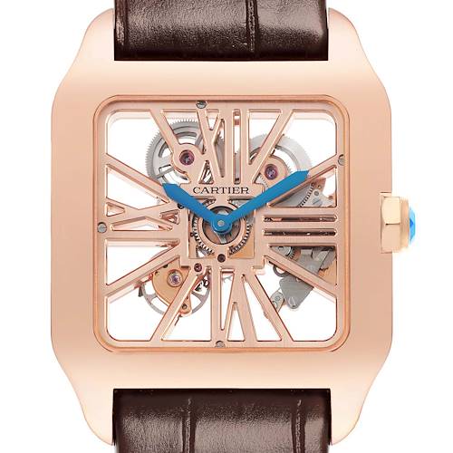 Photo of Cartier Santos Dumont Skeleton Dial Rose Gold Watch W2020057 Box Papers