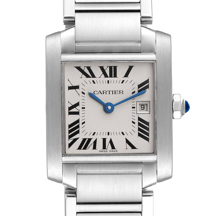 Cartier Tank Francaise Midsize 25mm Silver Dial Watch W51011Q3 Box Papers SwissWatchExpo