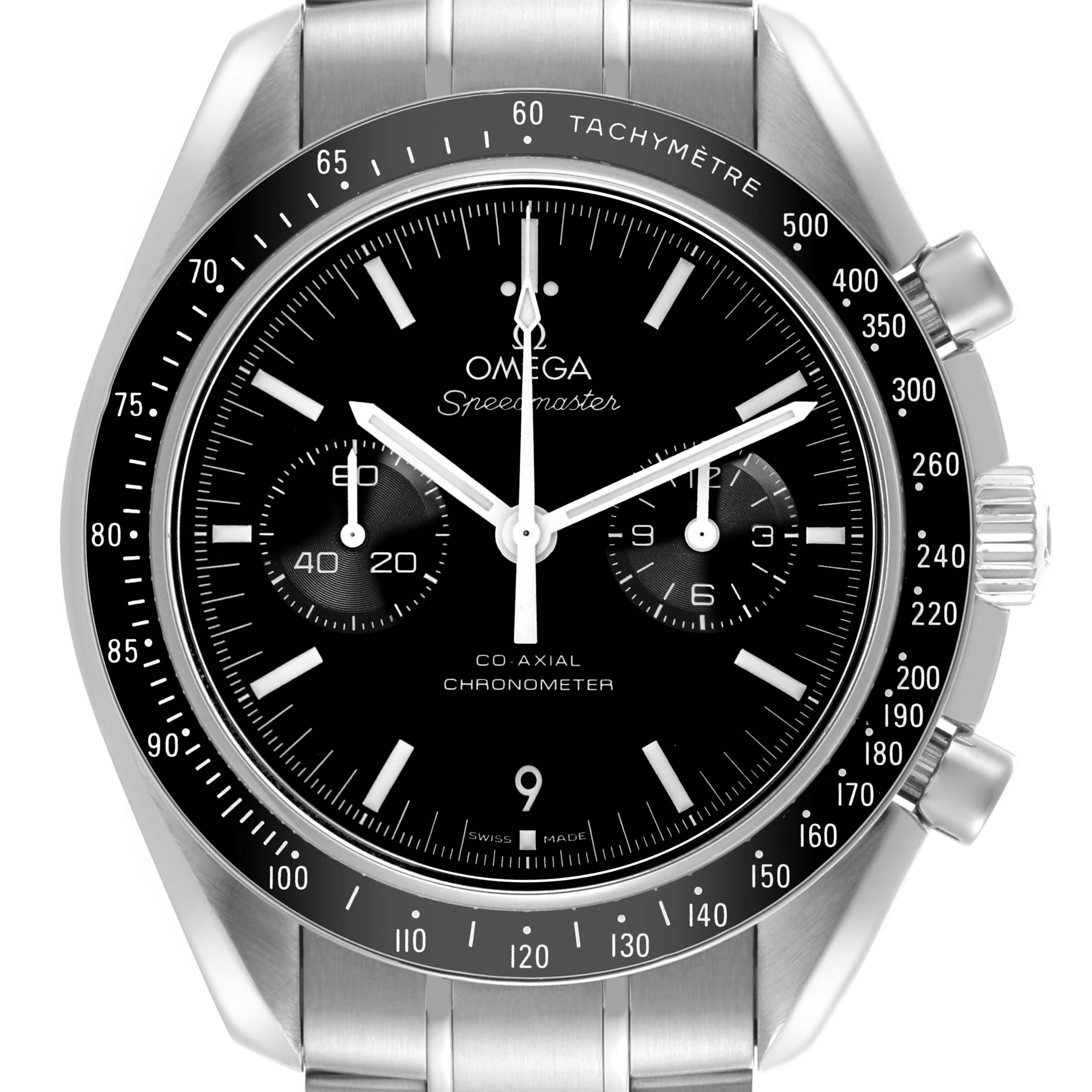 The Omega Seamaster 311.30.44.51.01.002 Men
s Stainless Steel Black Dial 311.30.44.51.01.002 Men
s Stainless Steel Black Dial watch is shown from a front angle, highlighting the dial, bezel, and crown.