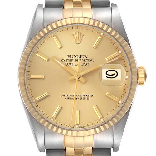 Photo of Rolex Datejust 36 Steel Yellow Gold Champagne Dial Mens Watch 16233