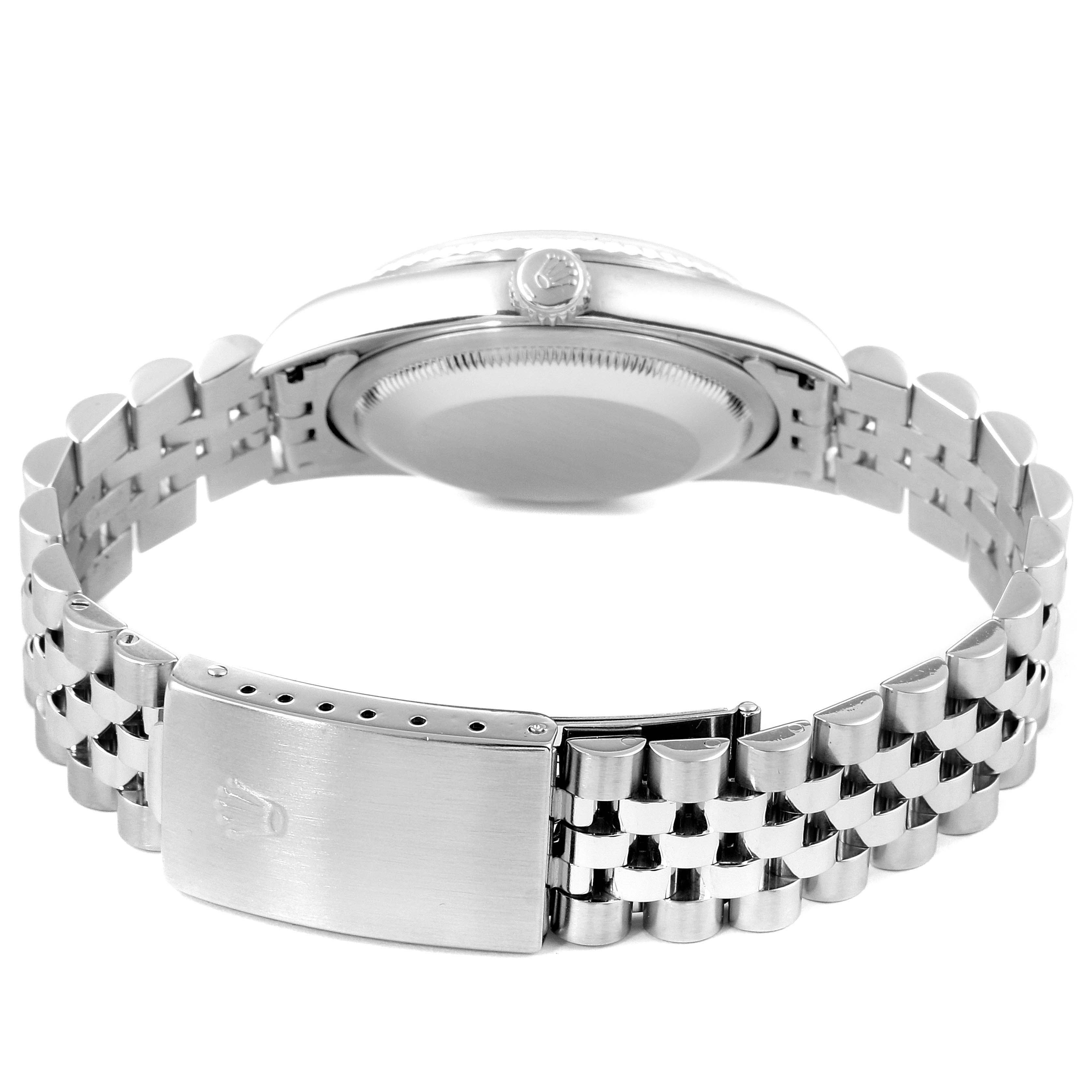 The image shows the back and bracelet of a Rolex Datejust 16234 Men's Stainless Steel Silver Dial 16234 Men's Stainless Steel Silver Dial watch, including the clasp and crown.