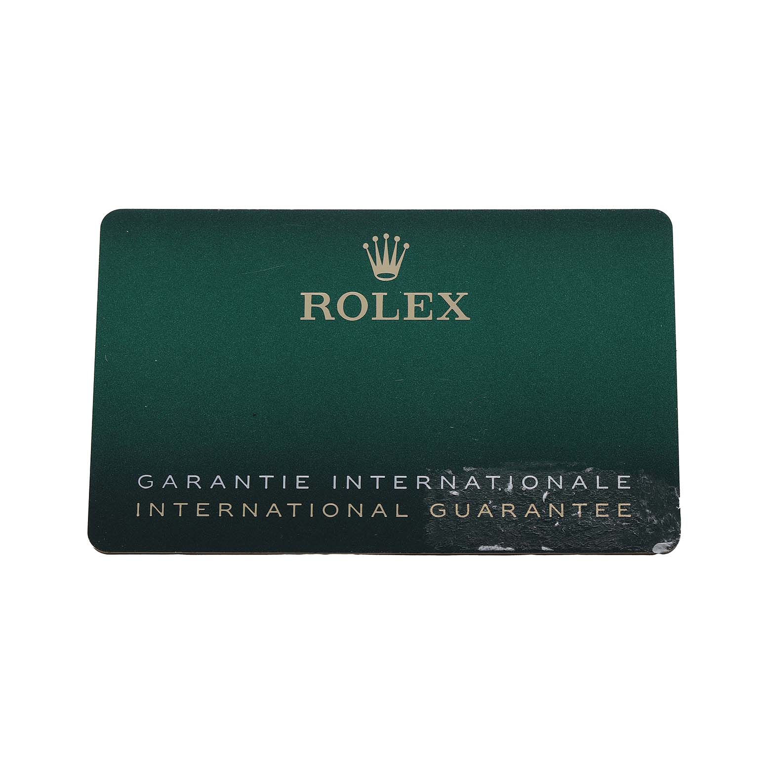 The image shows a Rolex Oyster Perpetual 276200 Women's Stainless Steel Pink Dial guarantee card with branding and text.