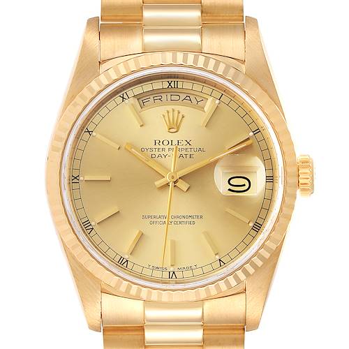 Photo of Rolex President Day Date Yellow Gold Mens Watch 18238 Box