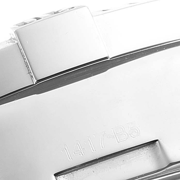 The image shows a close-up of the metal bracelet and clasp of the Breitling Colt A13035 Men's Stainless Steel Blue Dial A13035 Men's Stainless Steel Blue Dial watch, highlighting the model number engraving.