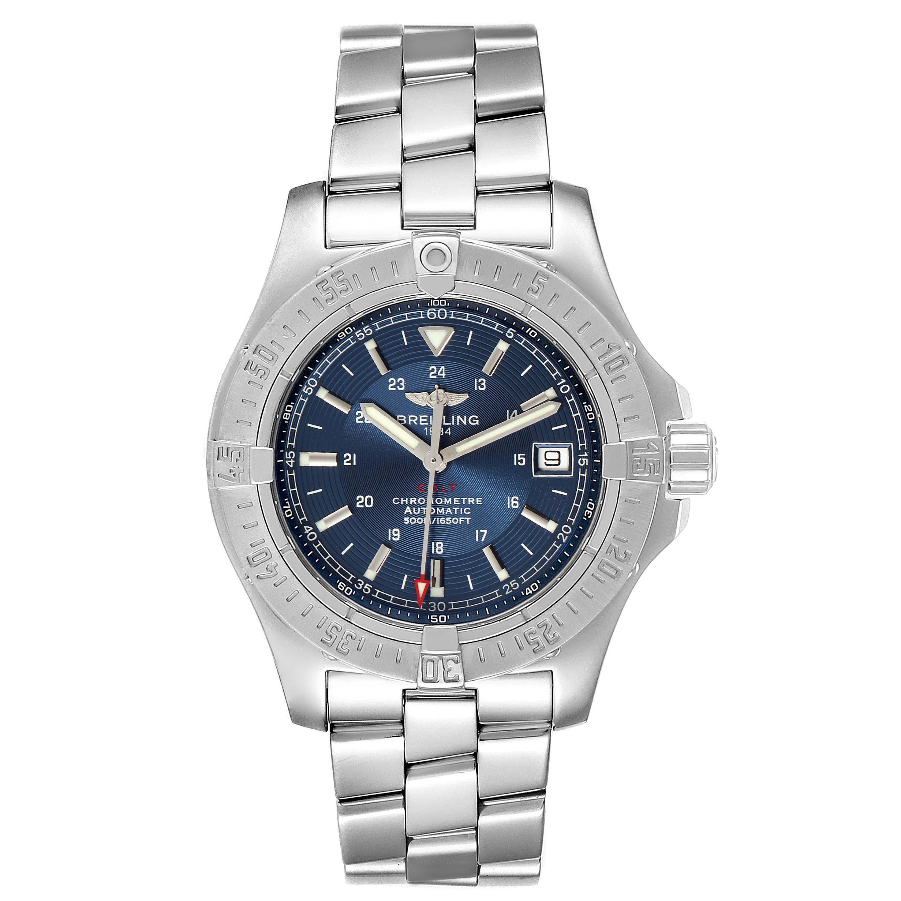 Breitling Colt Blue Dial Automatic Steel Mens Watch A17380 Box Papers ...