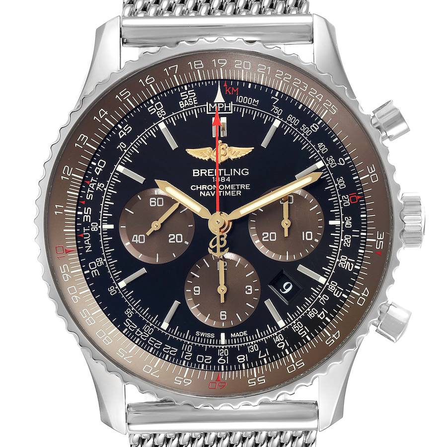 Breitling Navitimer 01 Black Brown Dial LE Mens Watch AB0127 Box Papers SwissWatchExpo