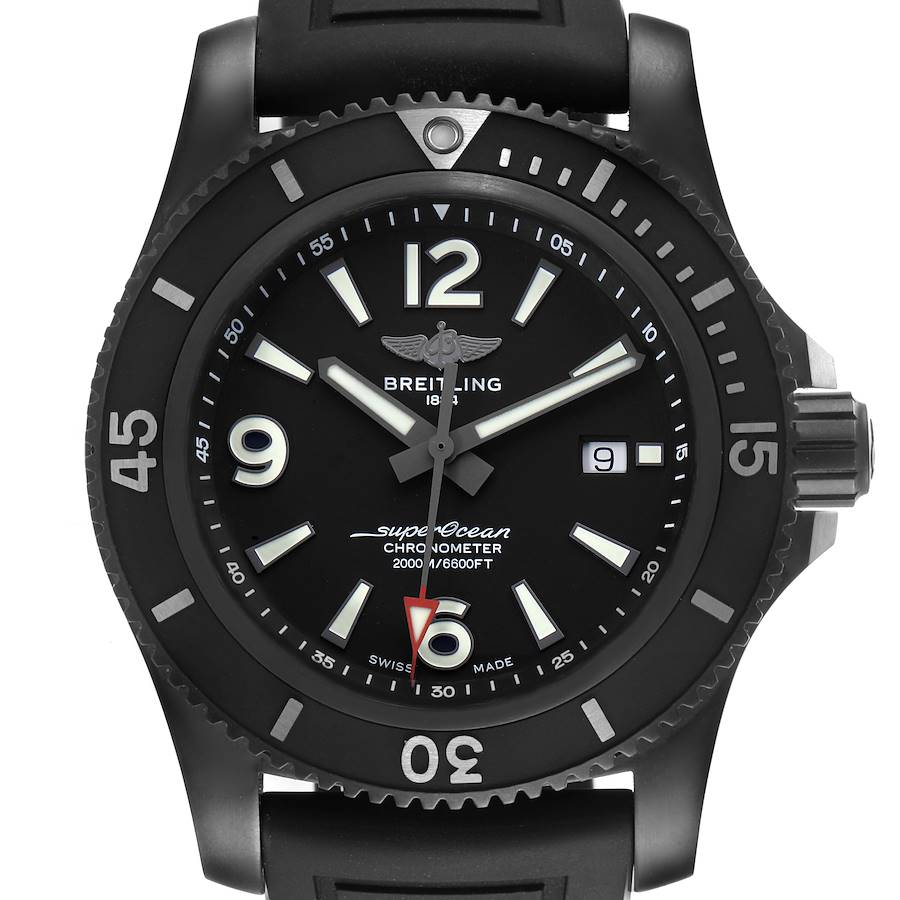 Breitling Superocean 42 Black Dial DLC Steel Mens Watch M17368 Unworn SwissWatchExpo