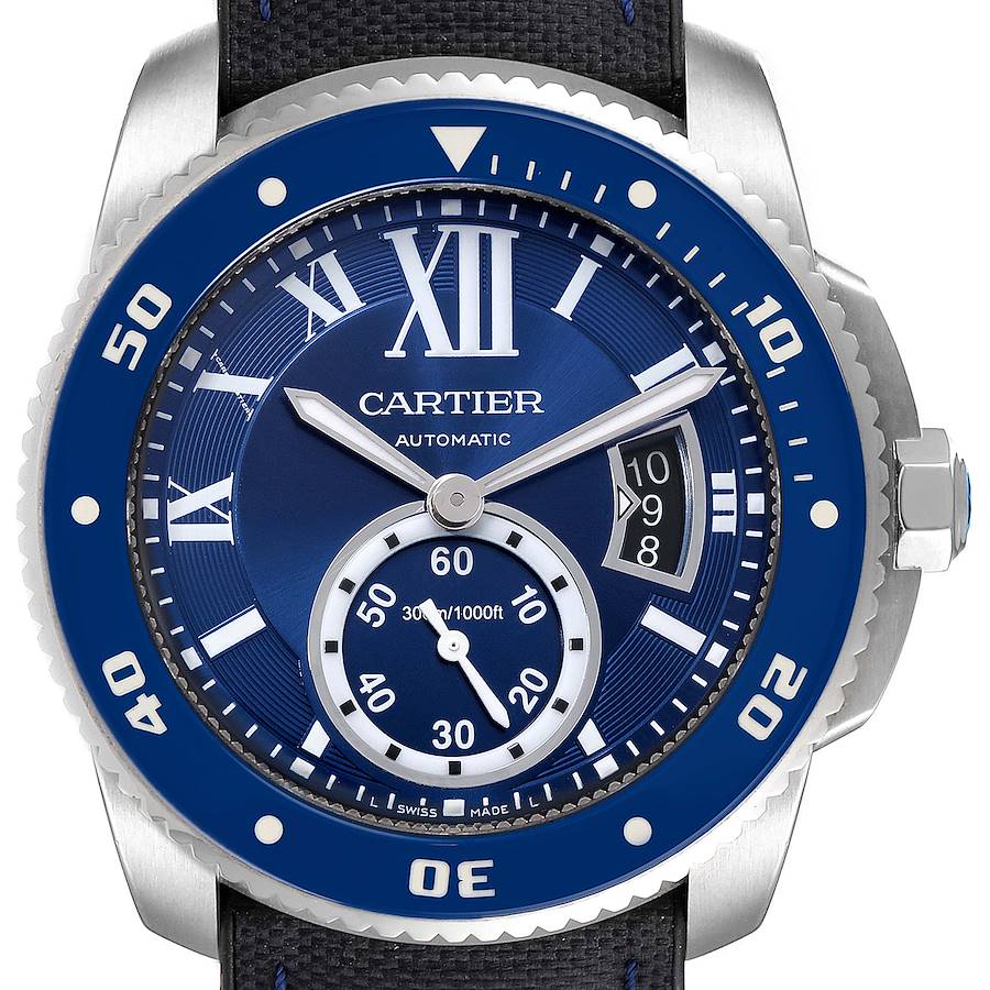 Cartier Calibre Diver Stainless Steel Blue Dial Watch WSCA0010 Unworn SwissWatchExpo