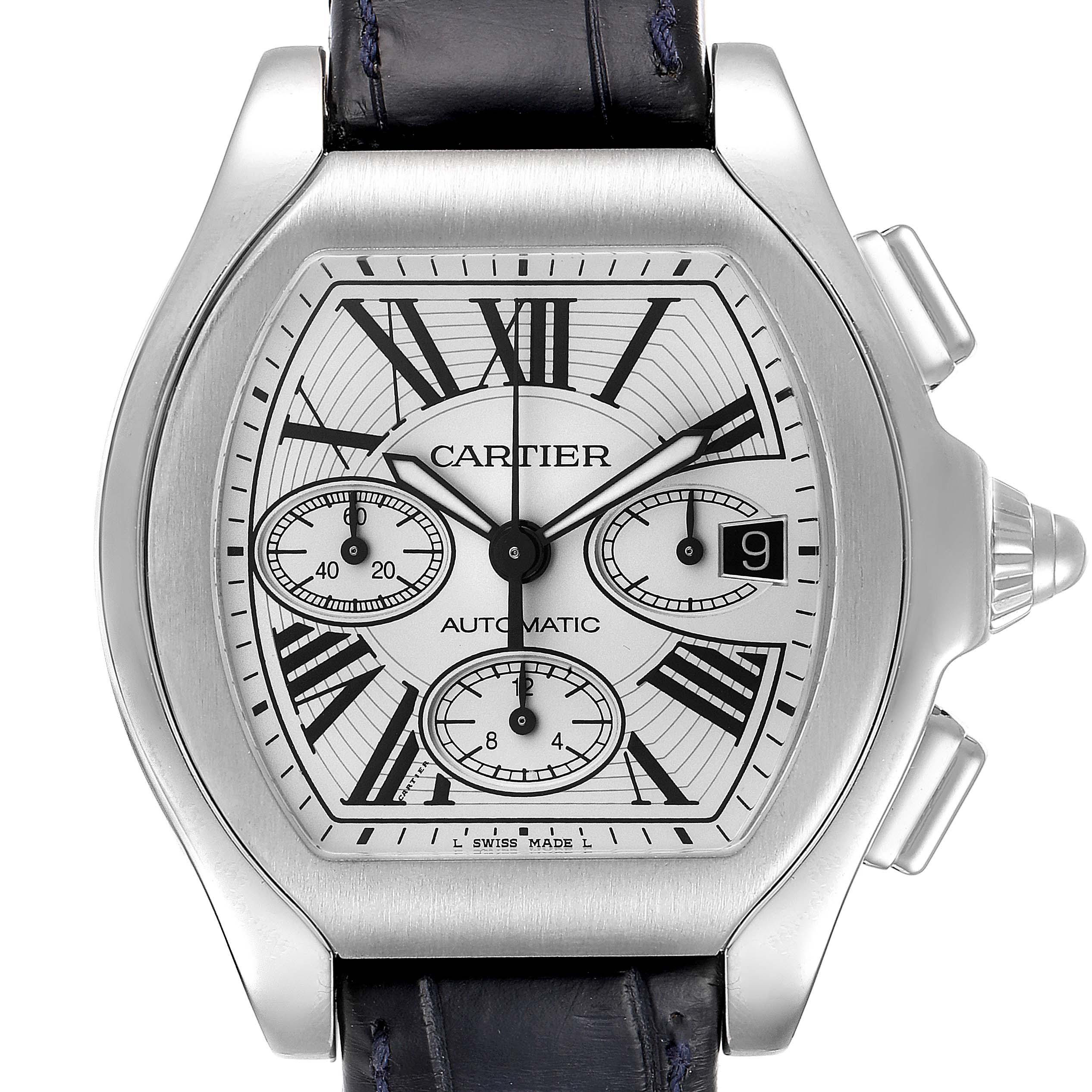 Cartier Roadster XL Silver Dial Chronograph Mens Watch W6206019 ...