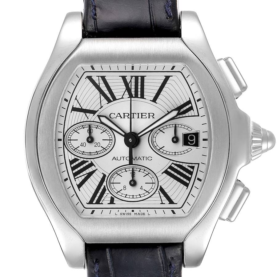 Cartier Roadster XL Silver Dial Chronograph Mens Watch W6206019 SwissWatchExpo