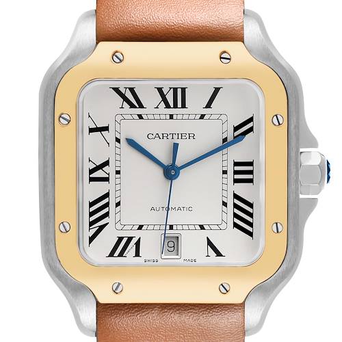 Photo of Cartier Santos Large Steel Yellow Gold Mens Watch W2SA0006 Card