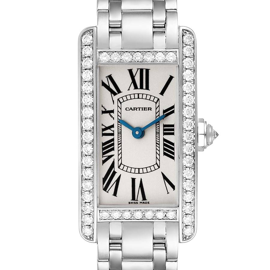 Cartier Tank Americaine White Gold Diamond Ladies Watch WB7073L1 SwissWatchExpo