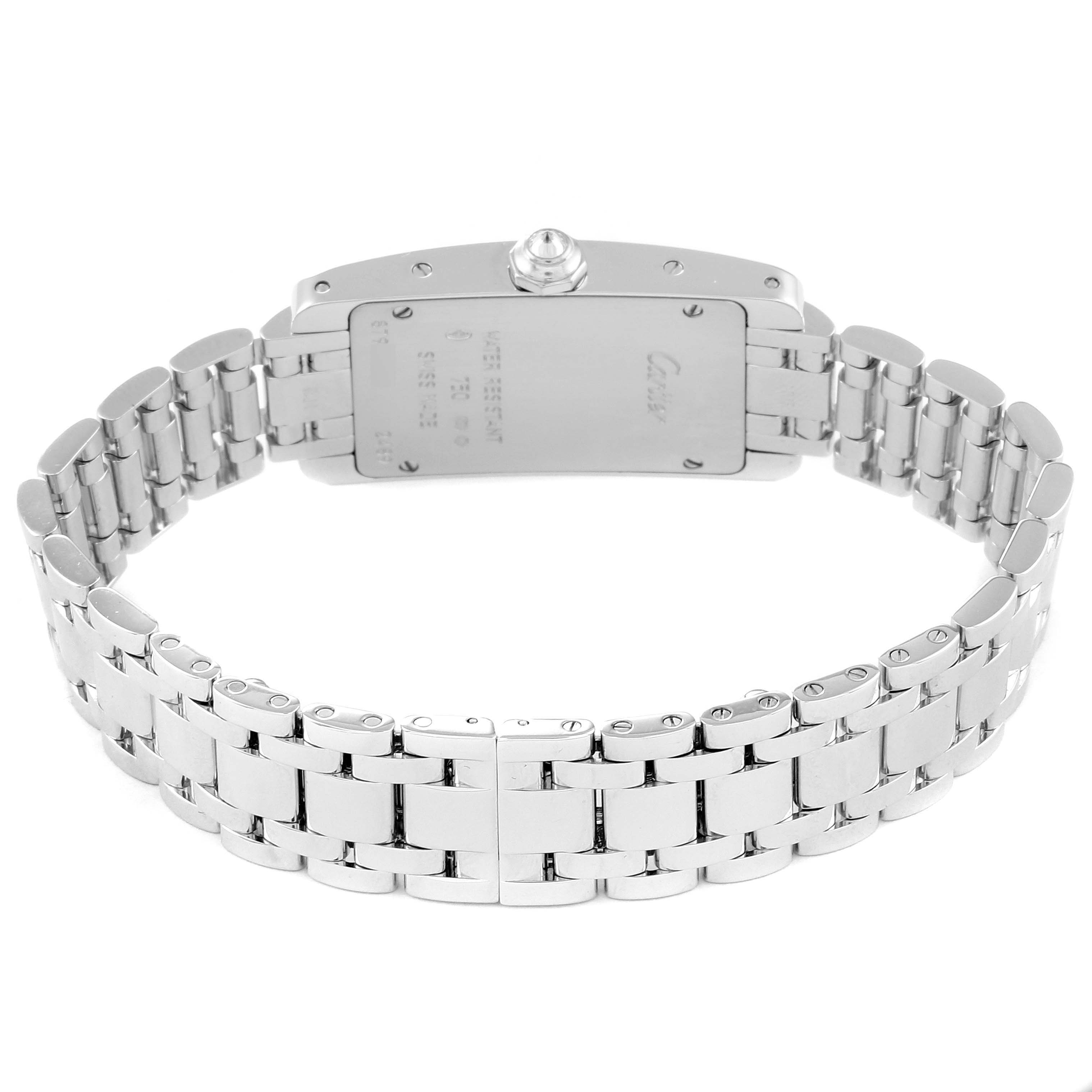 The image shows the back view and bracelet of a Cartier Tank Americaine WB7073L1 Women's White Gold Silver Dial WB7073L1 Women's White Gold Silver Dial watch.