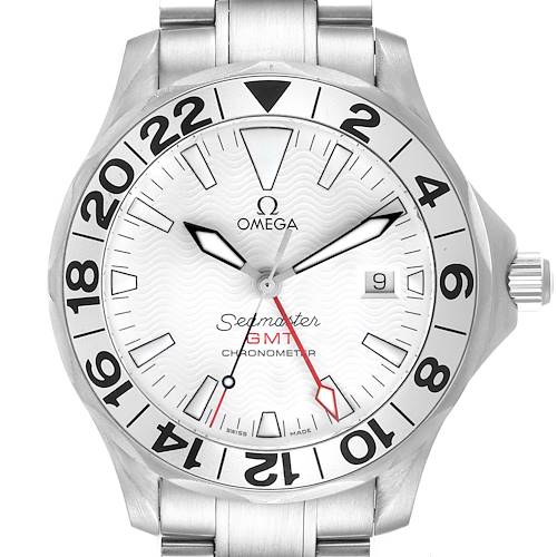 Photo of Omega Seamaster 300M GMT White Wave Dial Mens Watch 2538.20.00 Box Card