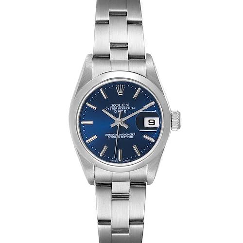 Photo of Rolex Date Blue Dial Oyster Bracelet Steel Ladies Watch 79160