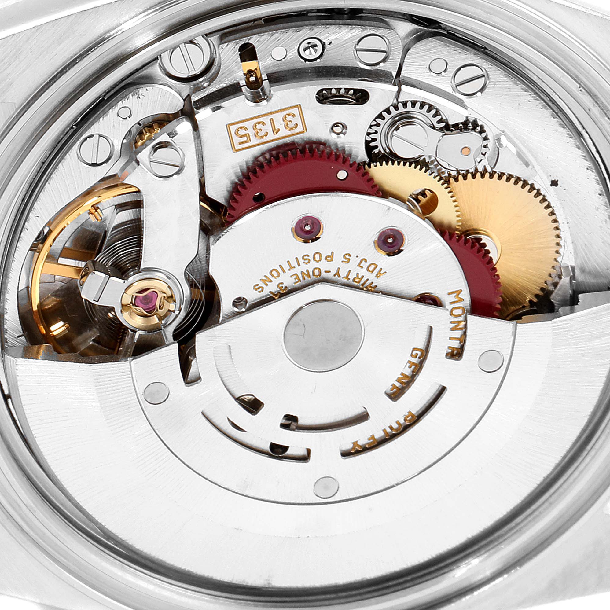 This image shows the internal movement mechanism of the Rolex Datejust 16233 Men's Steel and Gold (two tone) Champagne Dial 16233 Men's Steel and Gold (two tone) Champagne Dial watch.