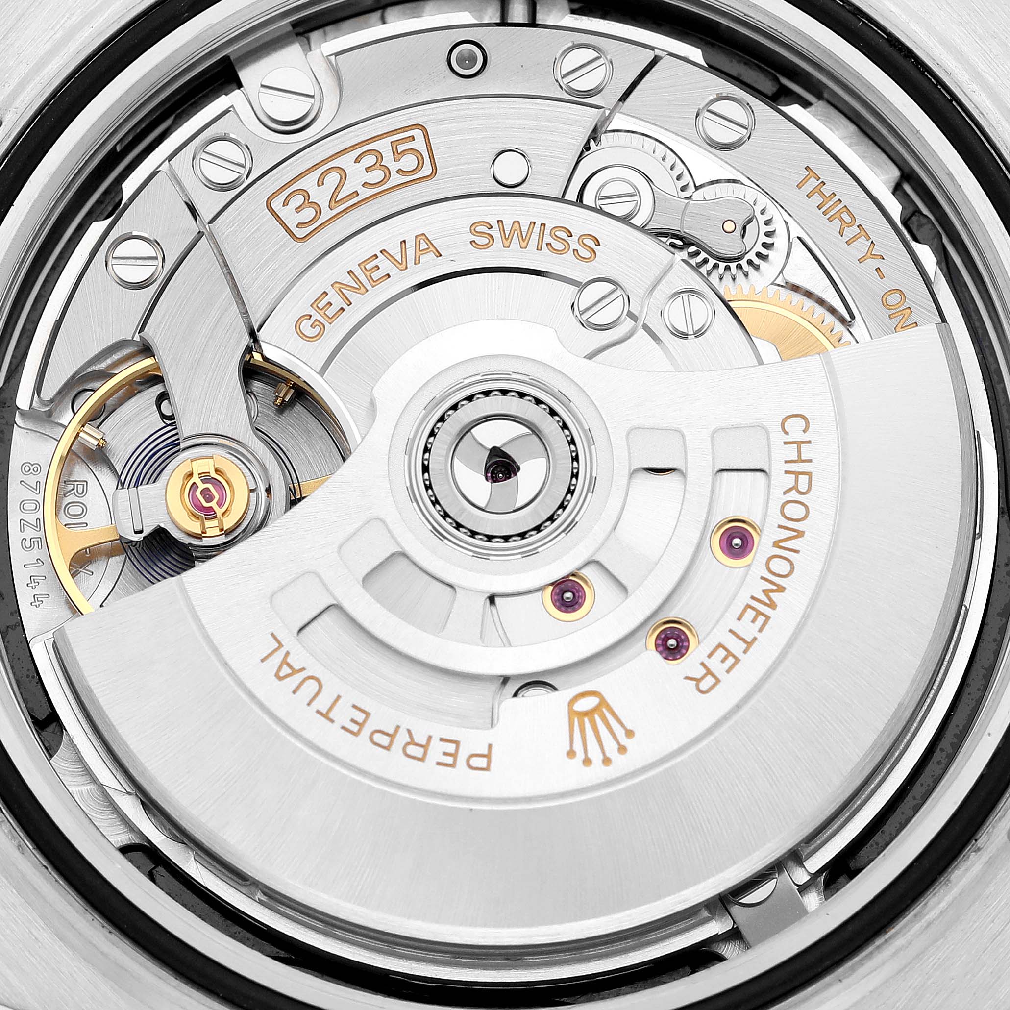 This image shows the interior movement mechanism of the Rolex Datejust 41 126334 Men
s Stainless Steel Black Dial 126334 Men
s Stainless Steel Black Dial model.