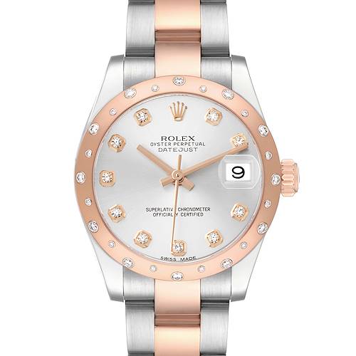 Photo of Rolex Datejust Midsize 31 Steel Rose Gold Diamond Watch 178341 Box Card