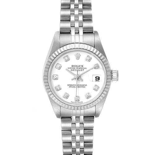 Photo of Rolex Datejust Steel White Gold Diamond Dial Ladies Watch 79174 Box