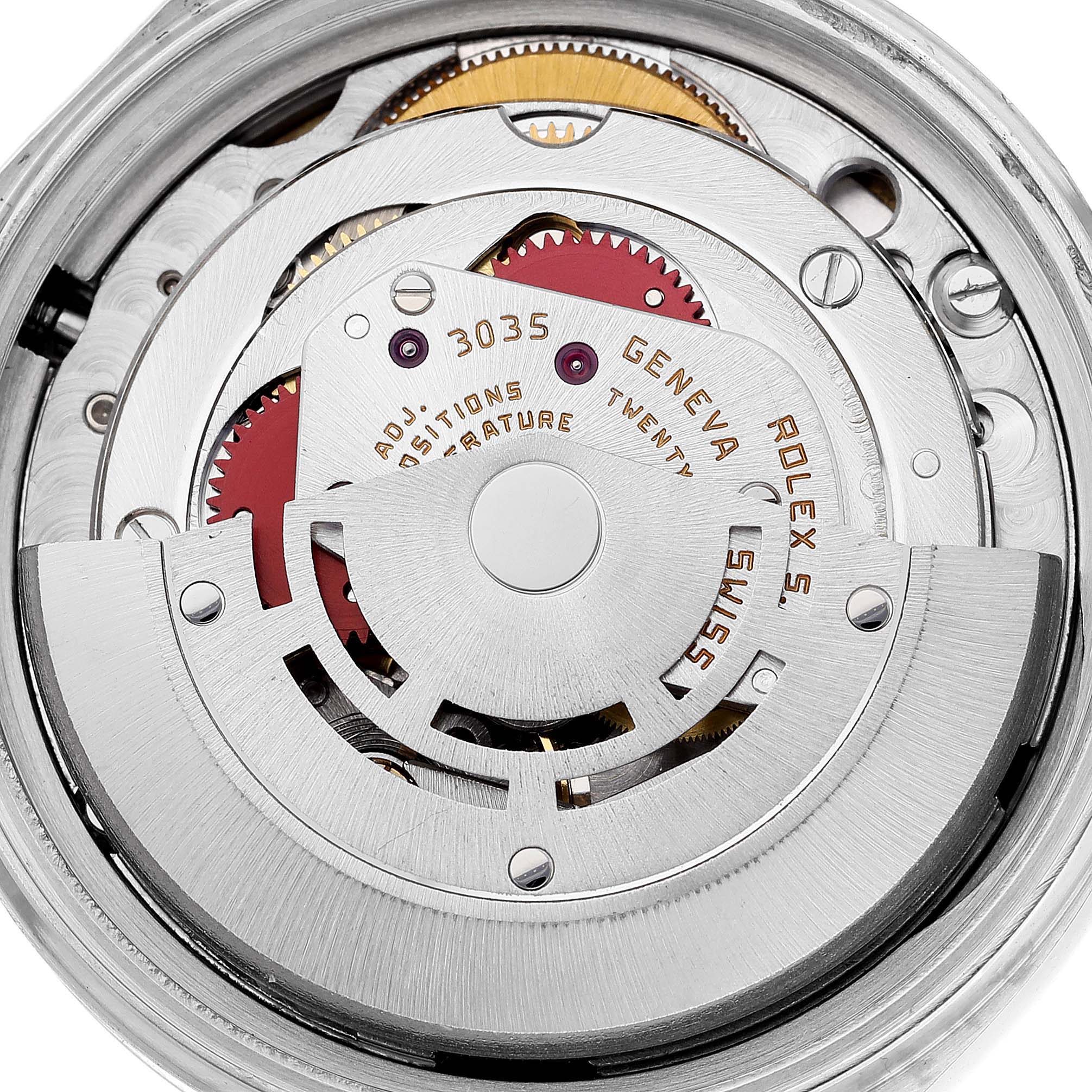This is the internal mechanism of the Rolex Vintage Collection 16013 Men's Steel and Gold (two tone) White Dial 16013 Men's Steel and Gold (two tone) White Dial watch, showing gears and movement parts.