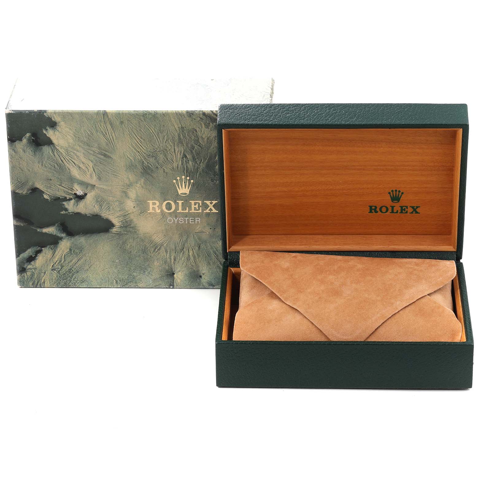 The image shows the packaging, including the box and case, for a Rolex Vintage Collection 16013 Men's Steel and Gold (two tone) White Dial 16013 Men's Steel and Gold (two tone) White Dial watch, displayed from a front angle.