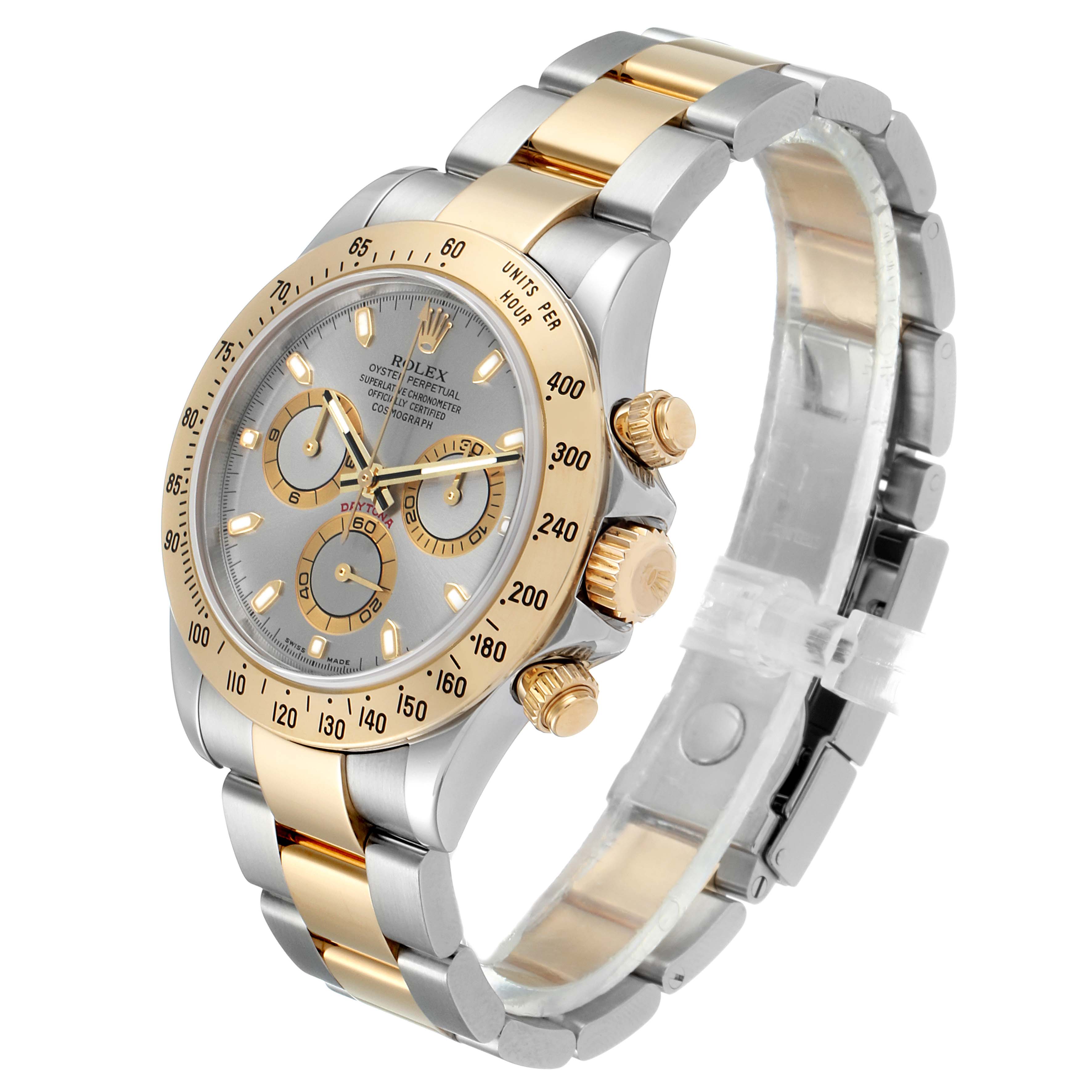 Rolex Daytona Steel Yellow Gold Slate Dial Mens Watch 116523 Box Papers ...