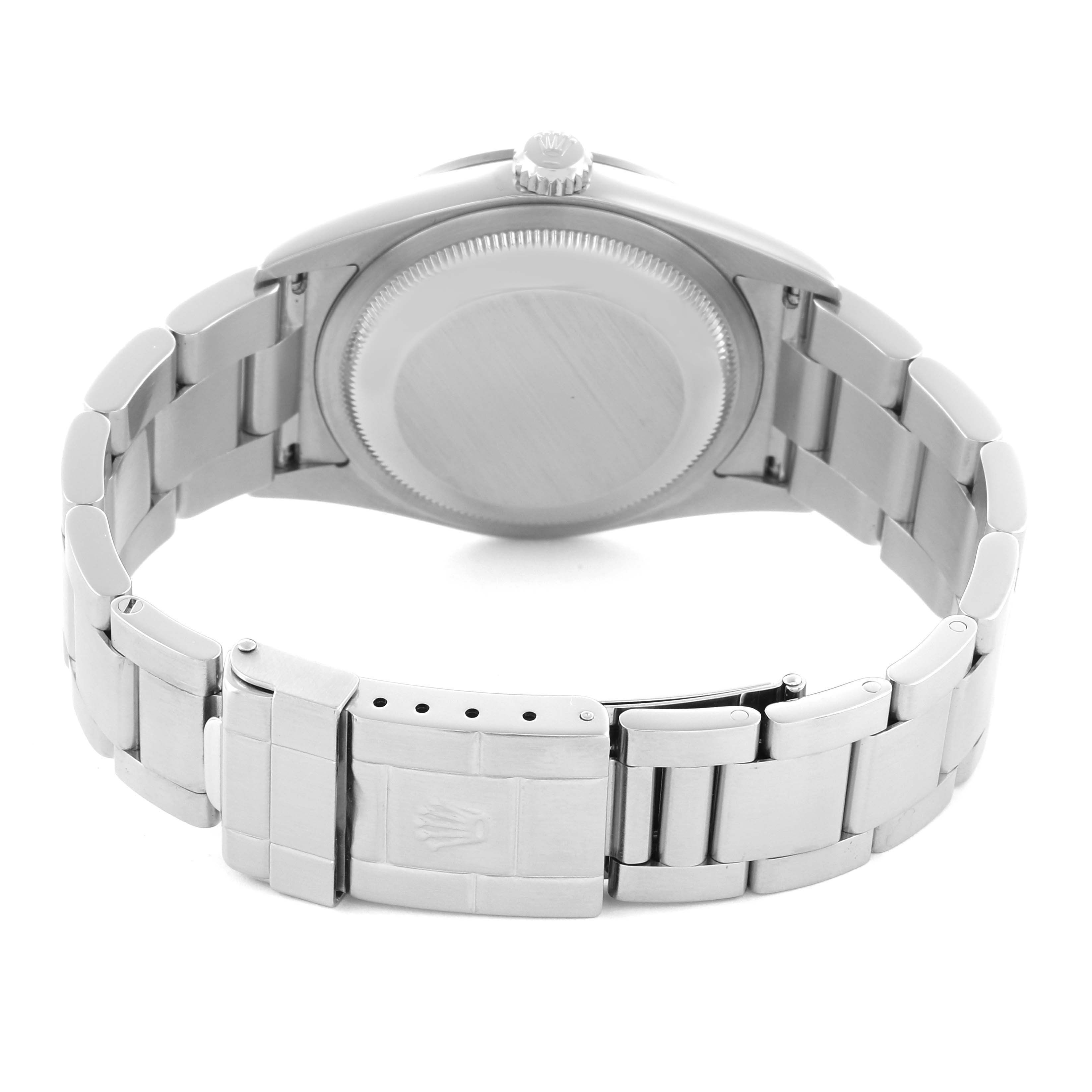 The image shows the back case and bracelet of a Rolex Explorer 114270 Men's Stainless Steel Black Dial 114270 Men's Stainless Steel Black Dial watch, highlighting the clasp and rear side.