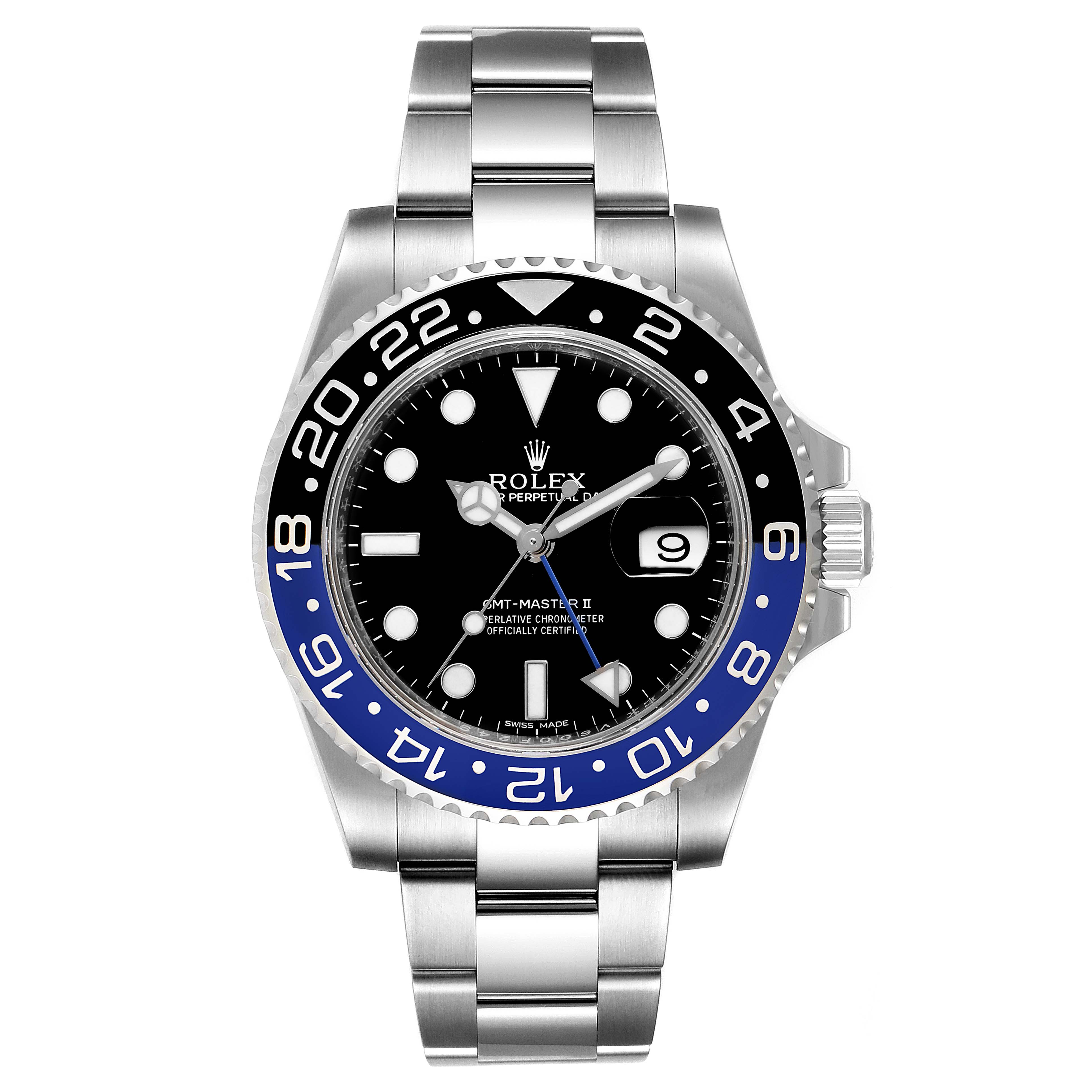 Rolex GMT Master II Batman Blue Black Ceramic Bezel Steel Watch 116710 ...